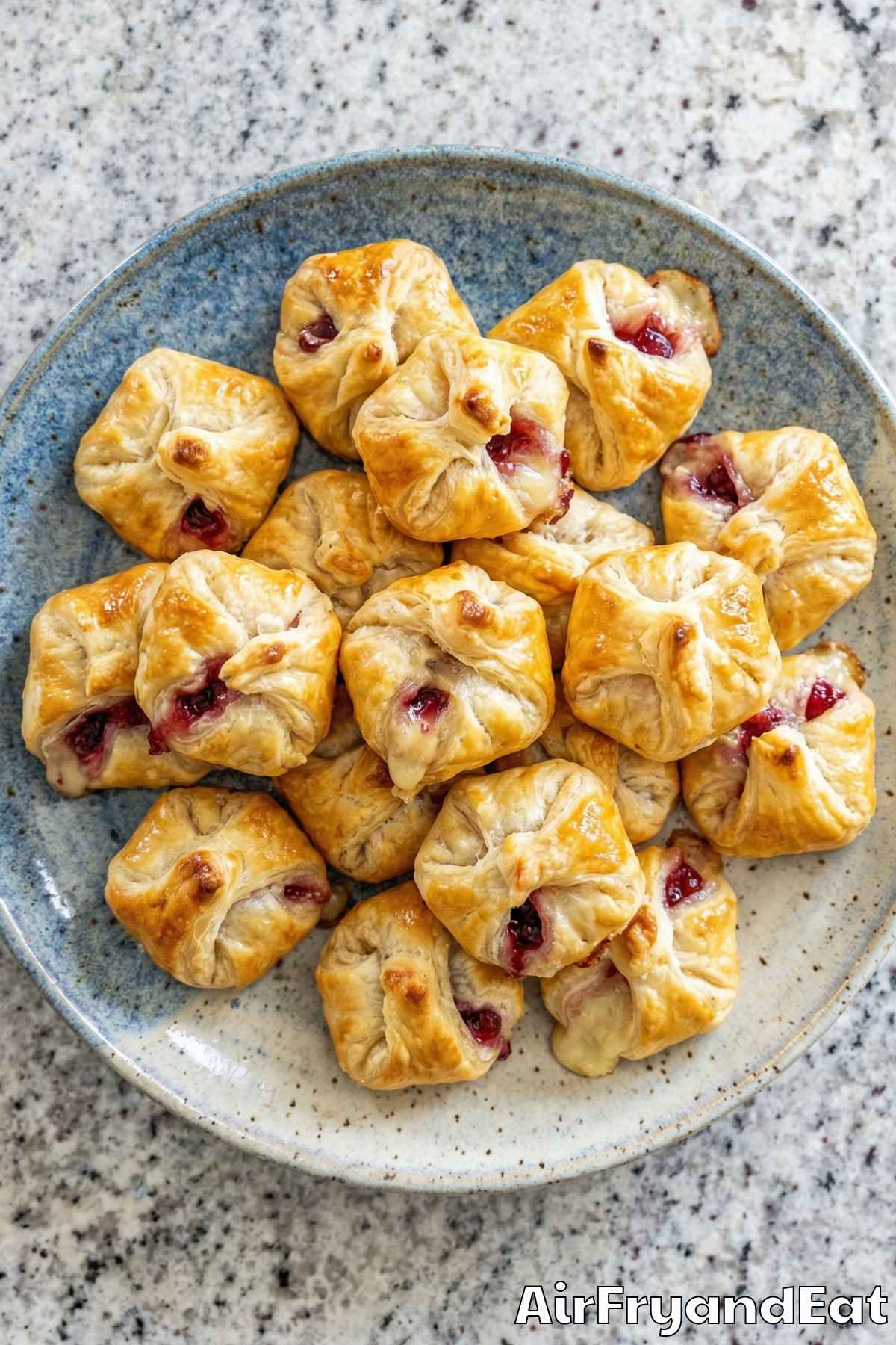 Flaky air fryer brie & cranberry pastry bites