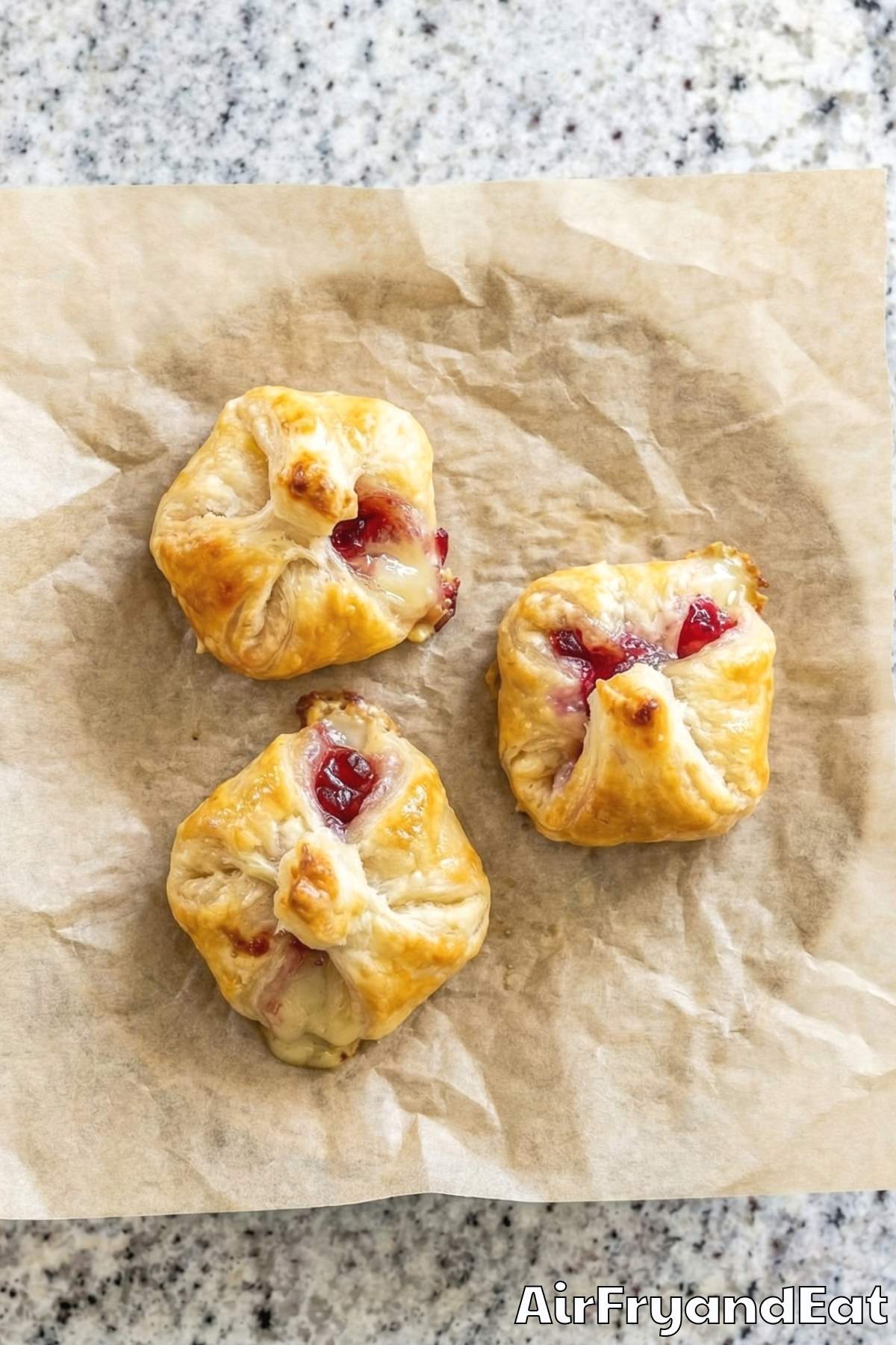 Easy air fryer brie & cranberry pastry bites