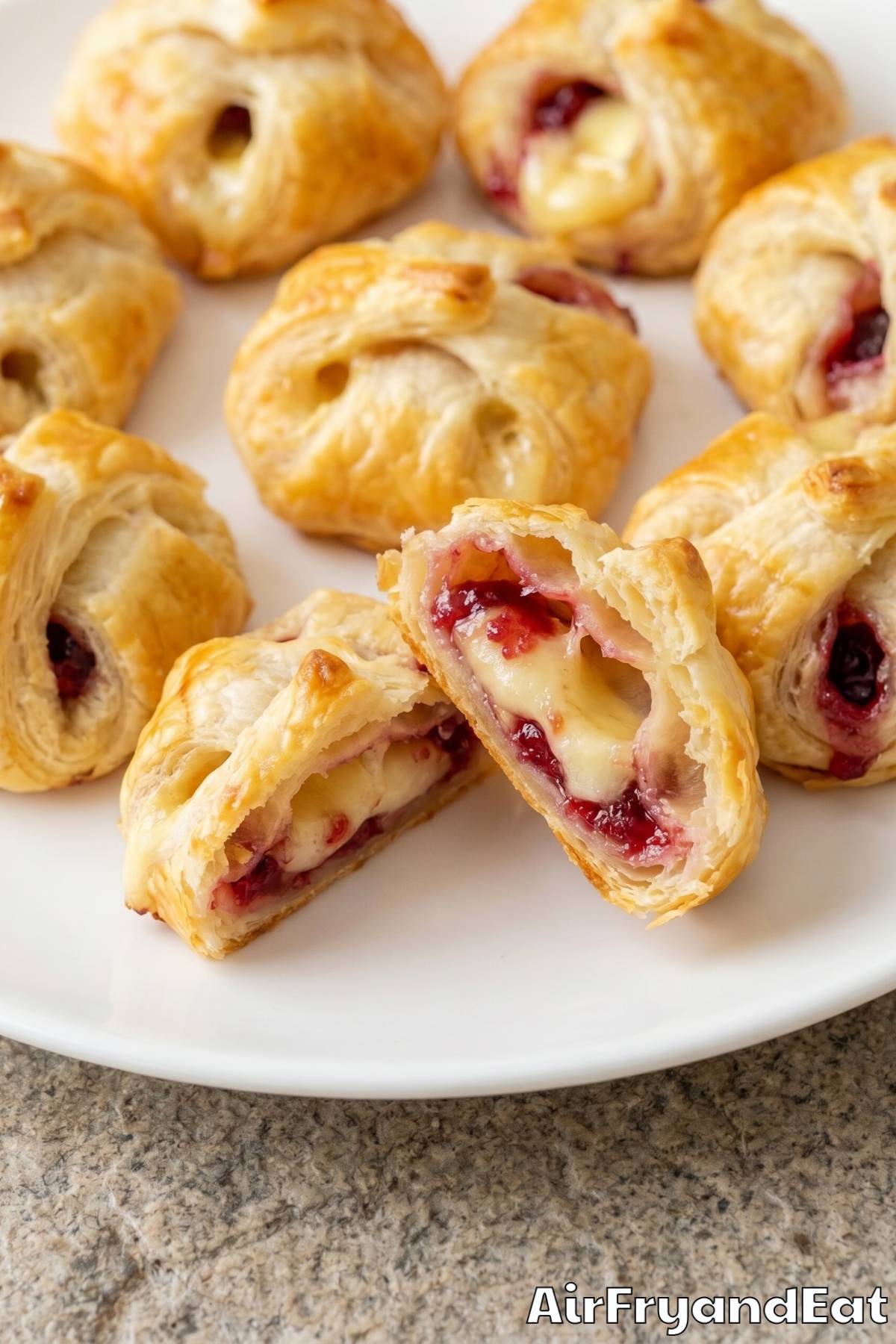 easy air fryer cranberry brie puff bites
