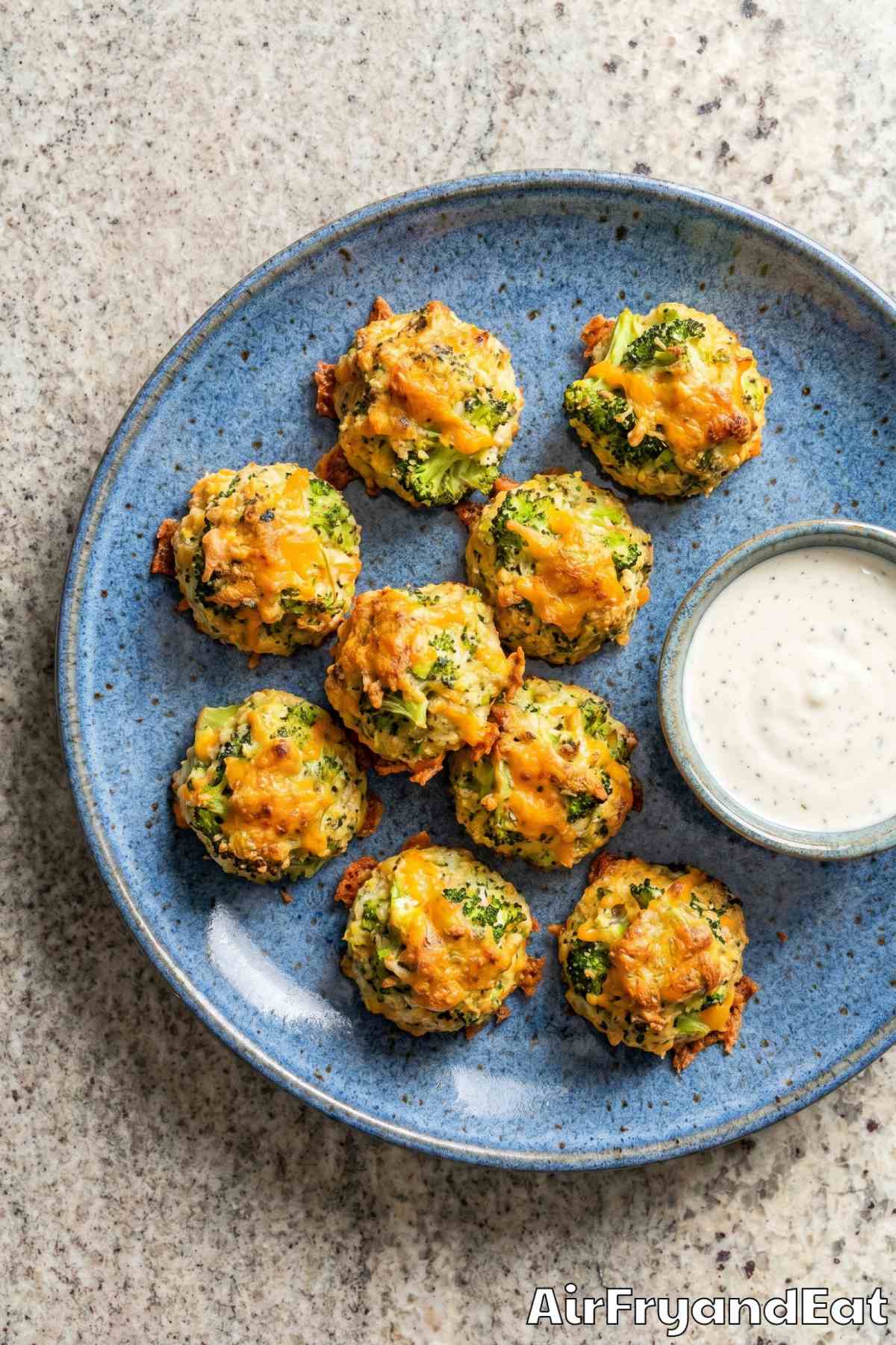 Wholesome air fryer broccoli bites in a bowl