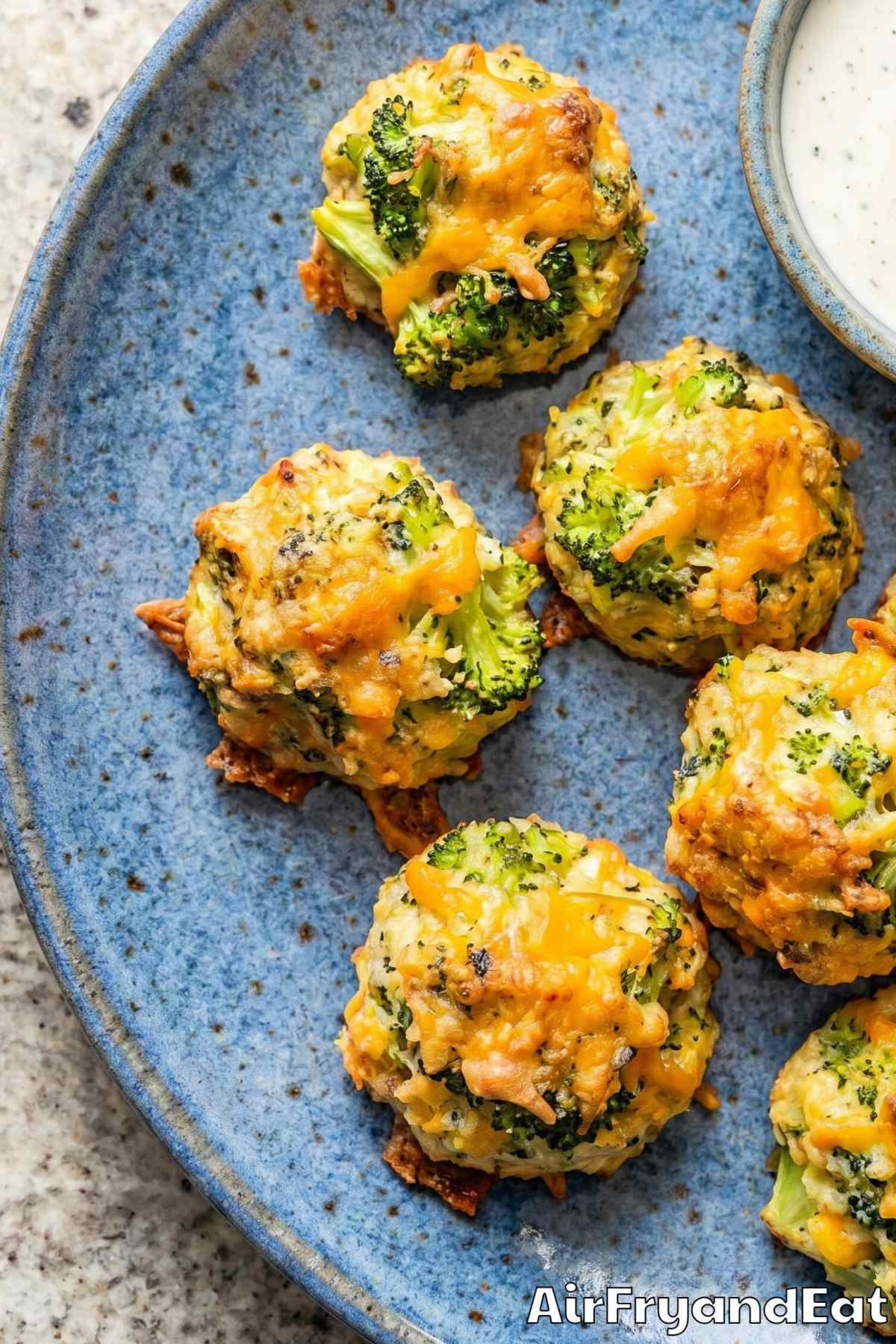 Savory air fryer broccoli bites ready to eat