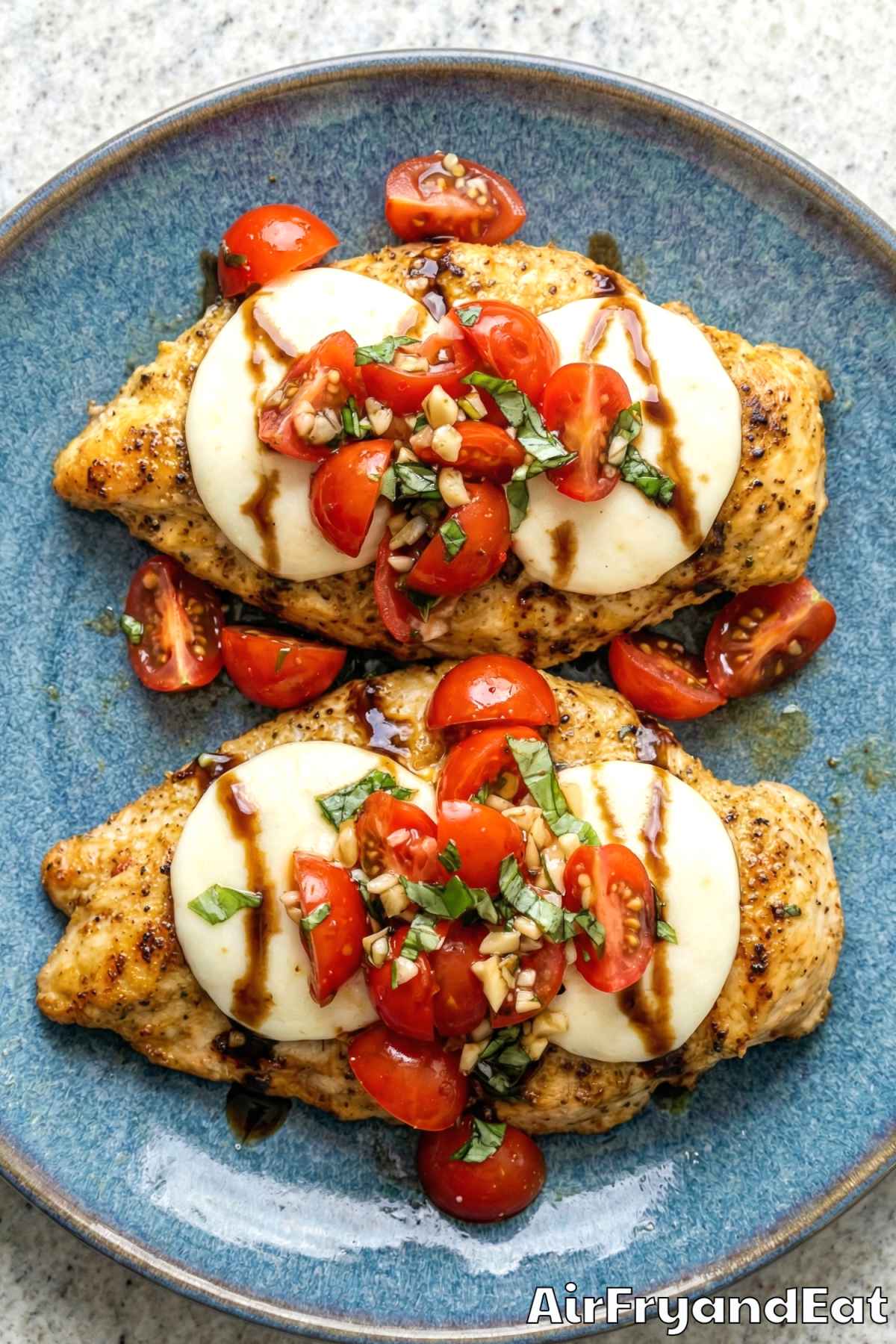 Easy air fryer bruschetta chicken dinner