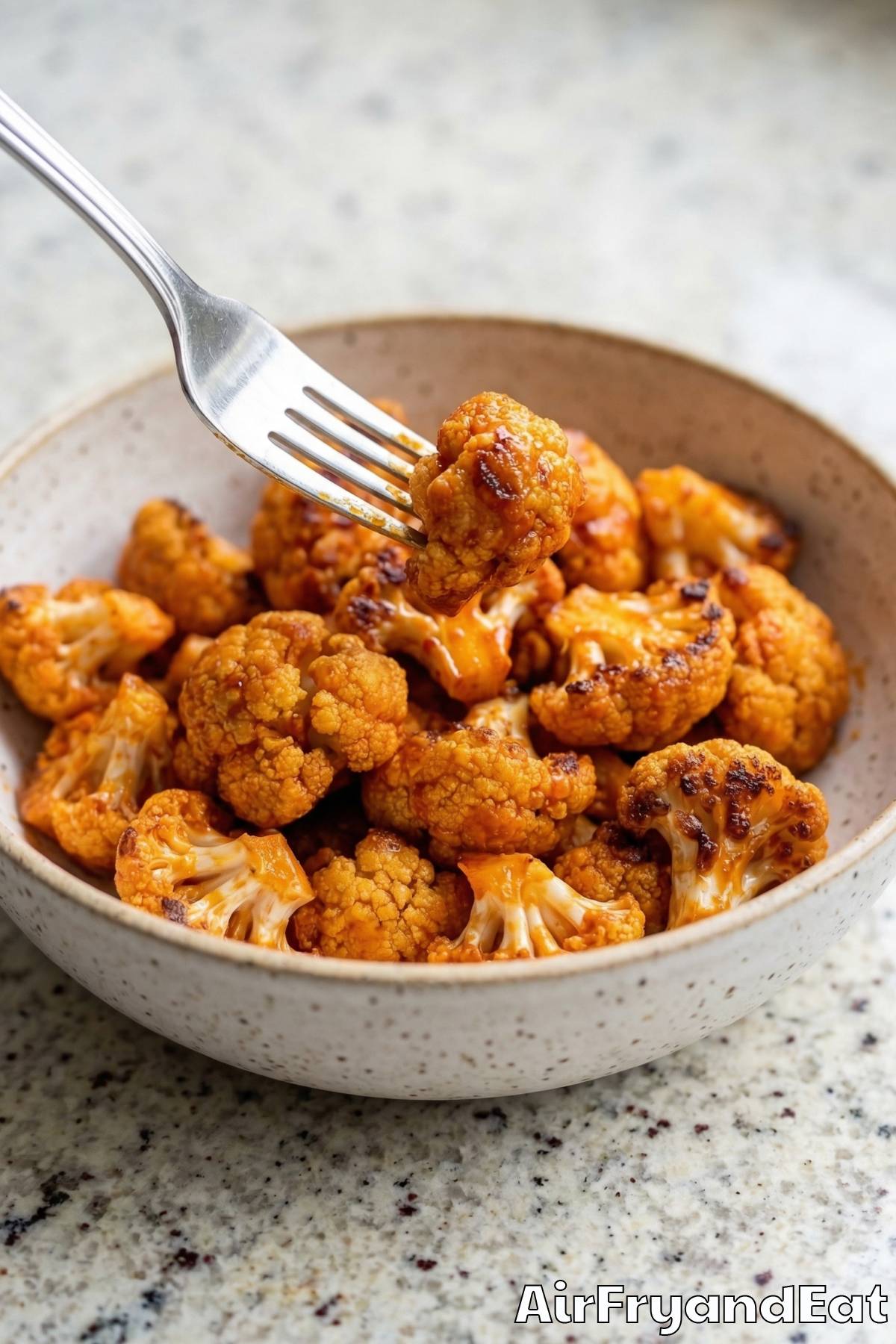 Zesty air fryer buffalo cauliflower bites
