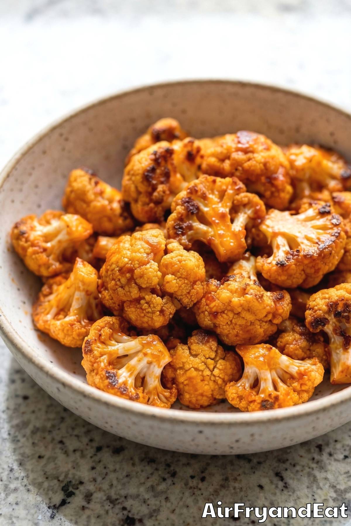 Savory air fryer buffalo cauliflower bites