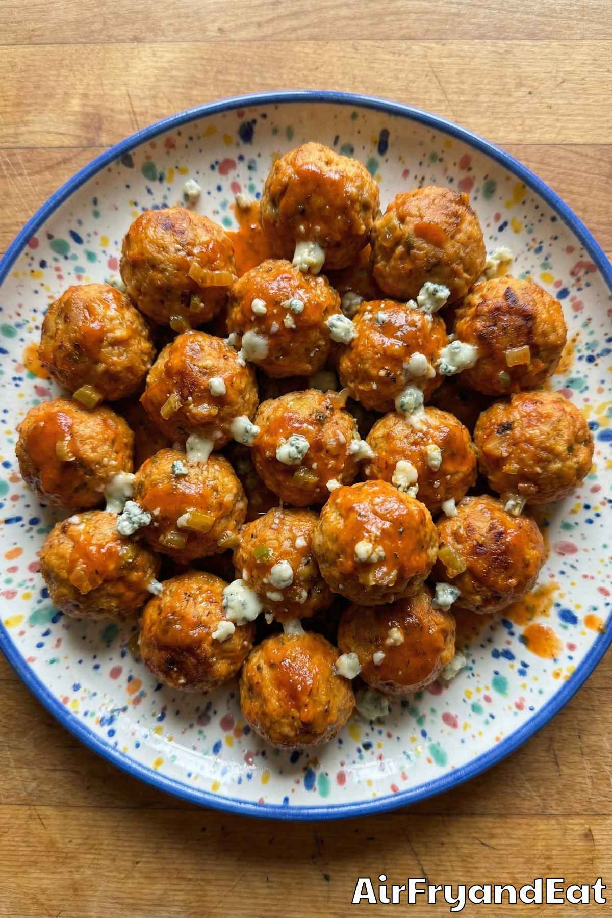 Easy air fryer buffalo chicken meatballs