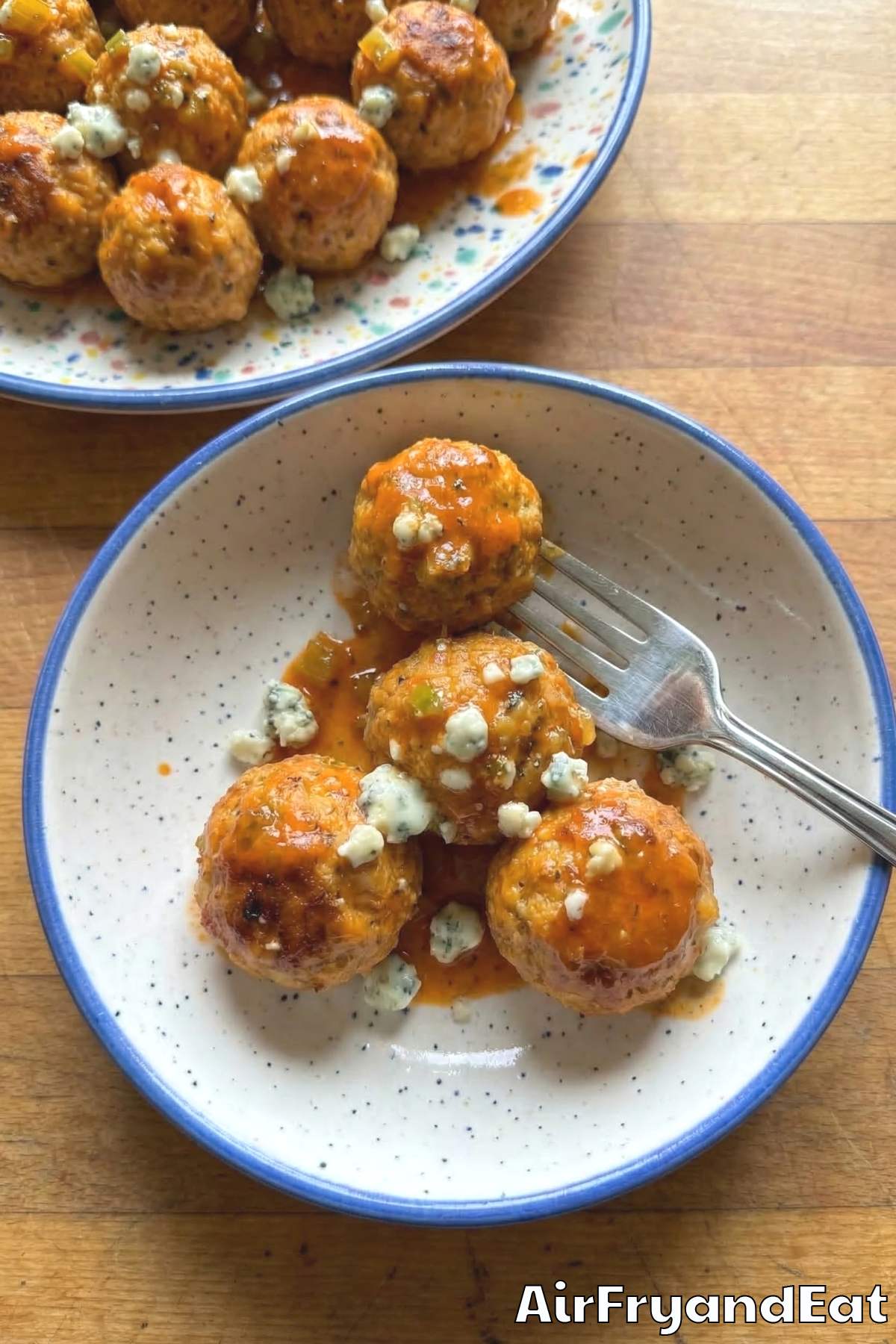 Zesty buffalo chicken meatballs in air fryer
