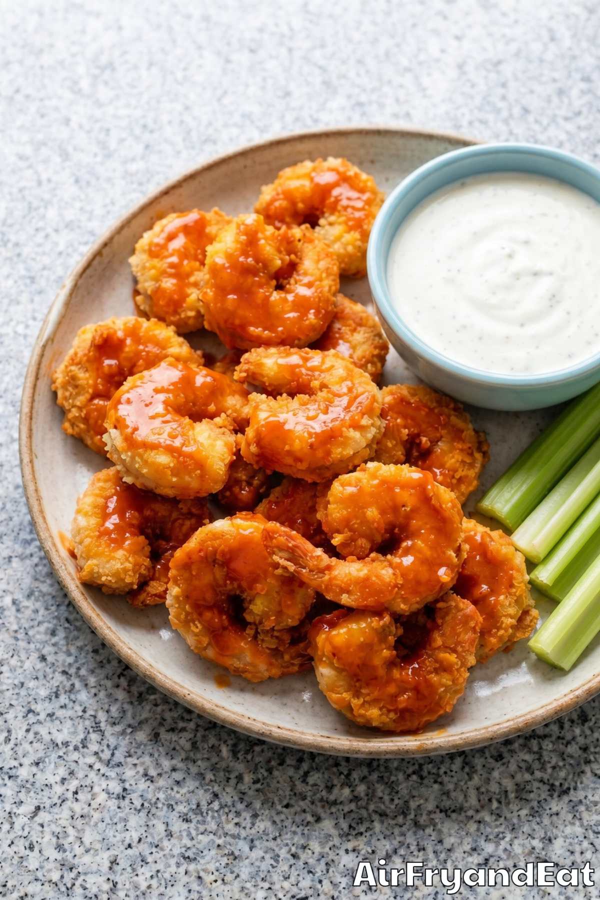 Irresistible air fryer buffalo shrimp platter