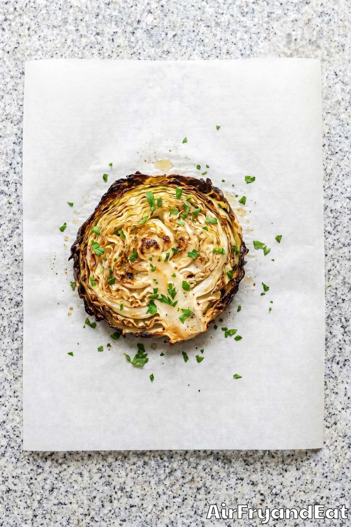Easy air fryer cabbage steaks ready to serve