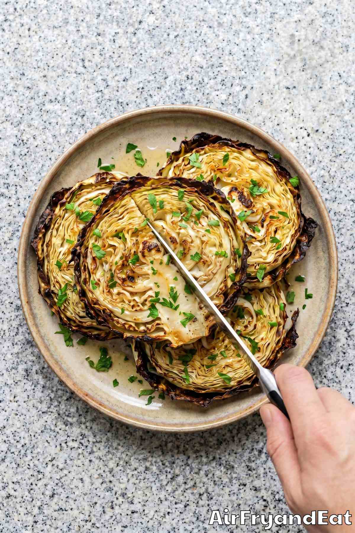 Simple air fryer cabbage steaks perfectly done