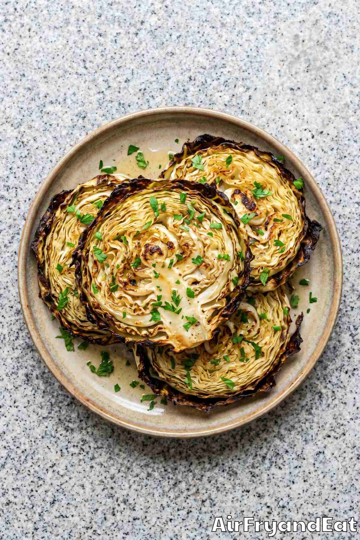 Savory air fryer cabbage steaks with herbs