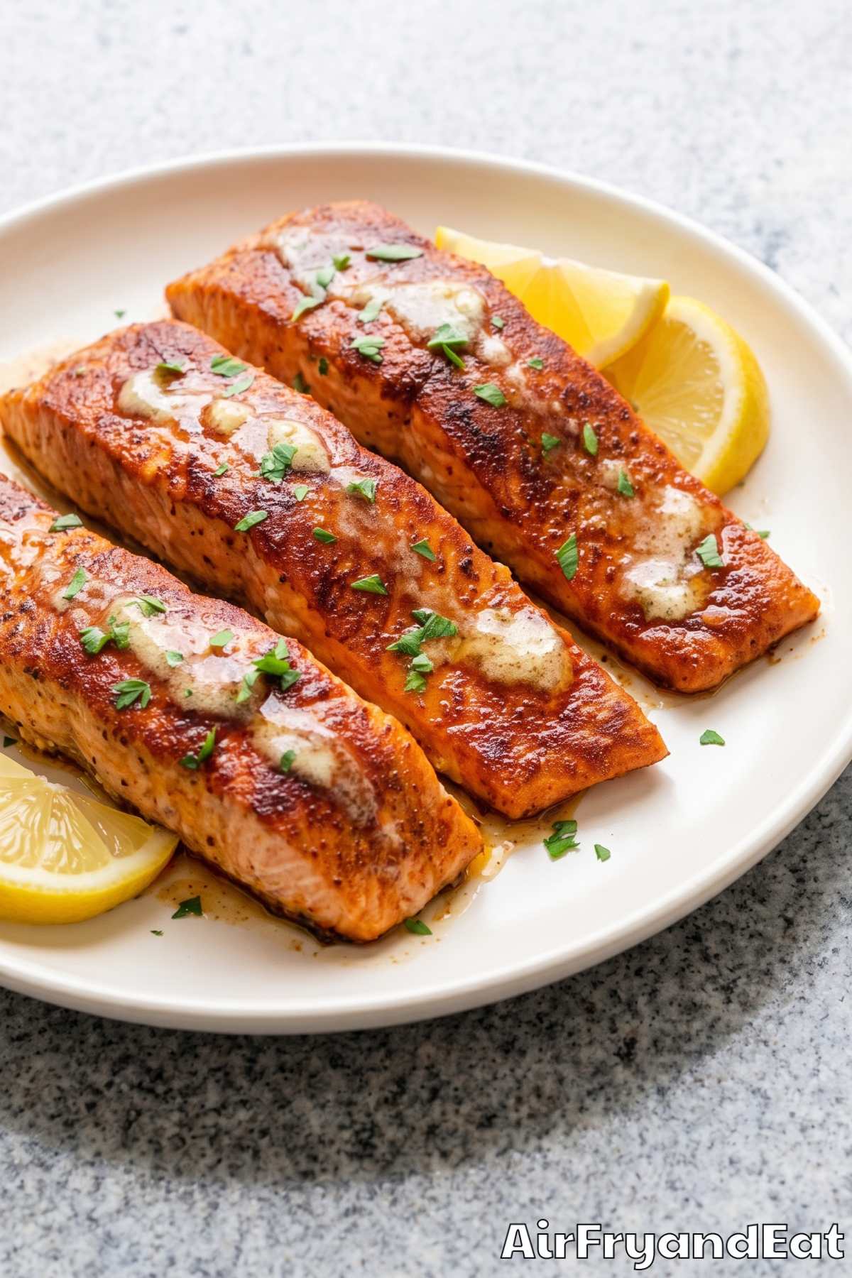 Flaky air fryer honey butter salmon