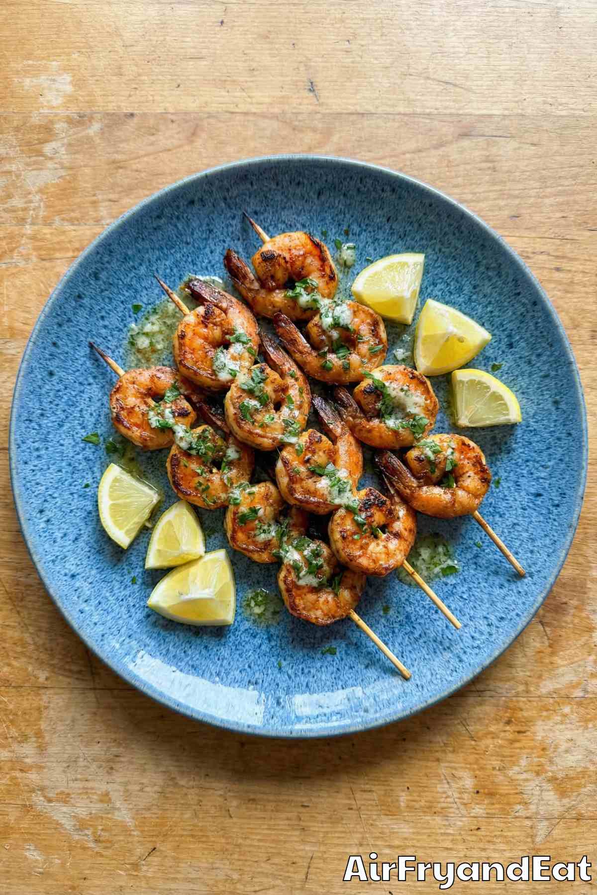 Zesty air fryer Cajun shrimp skewers freshly made
