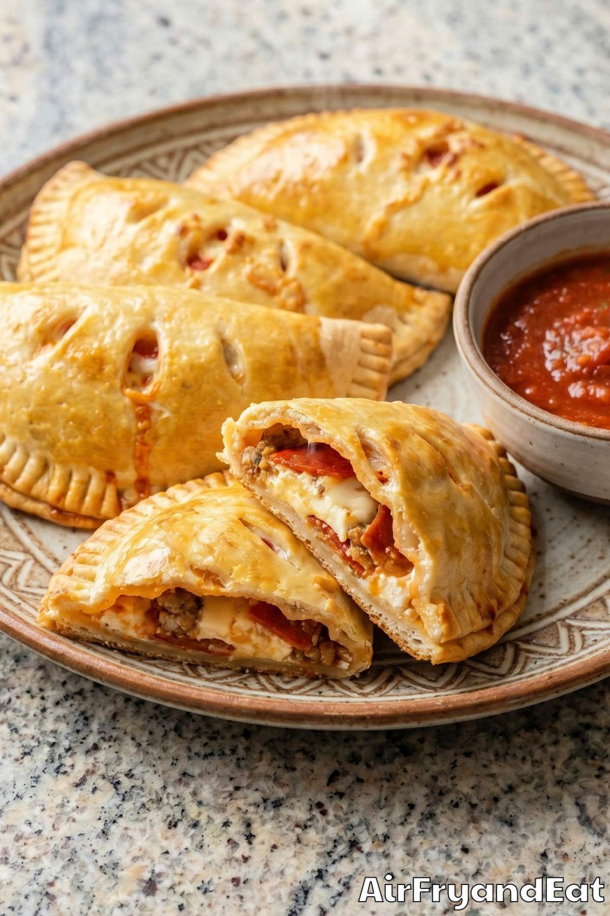Flaky golden air fryer calzone