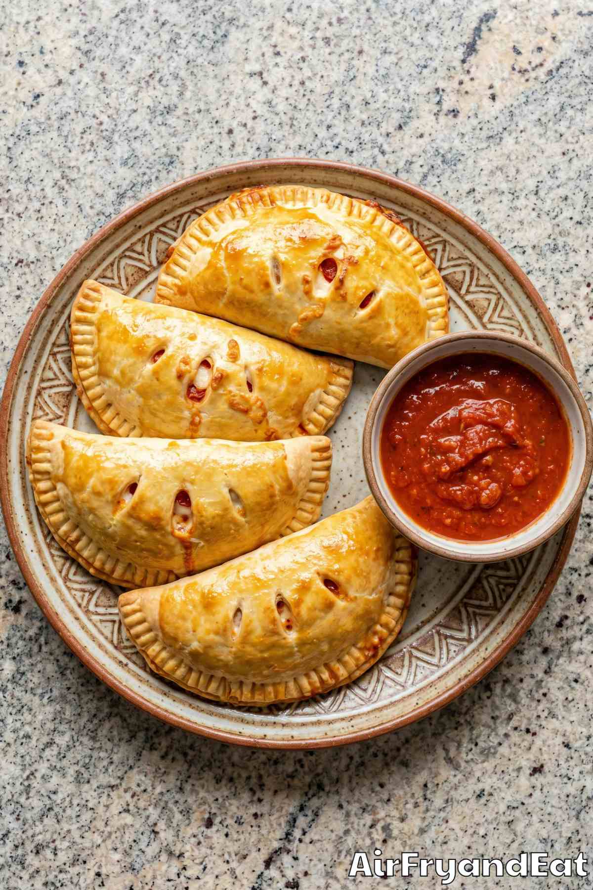 Easy air fryer calzone with melty cheese