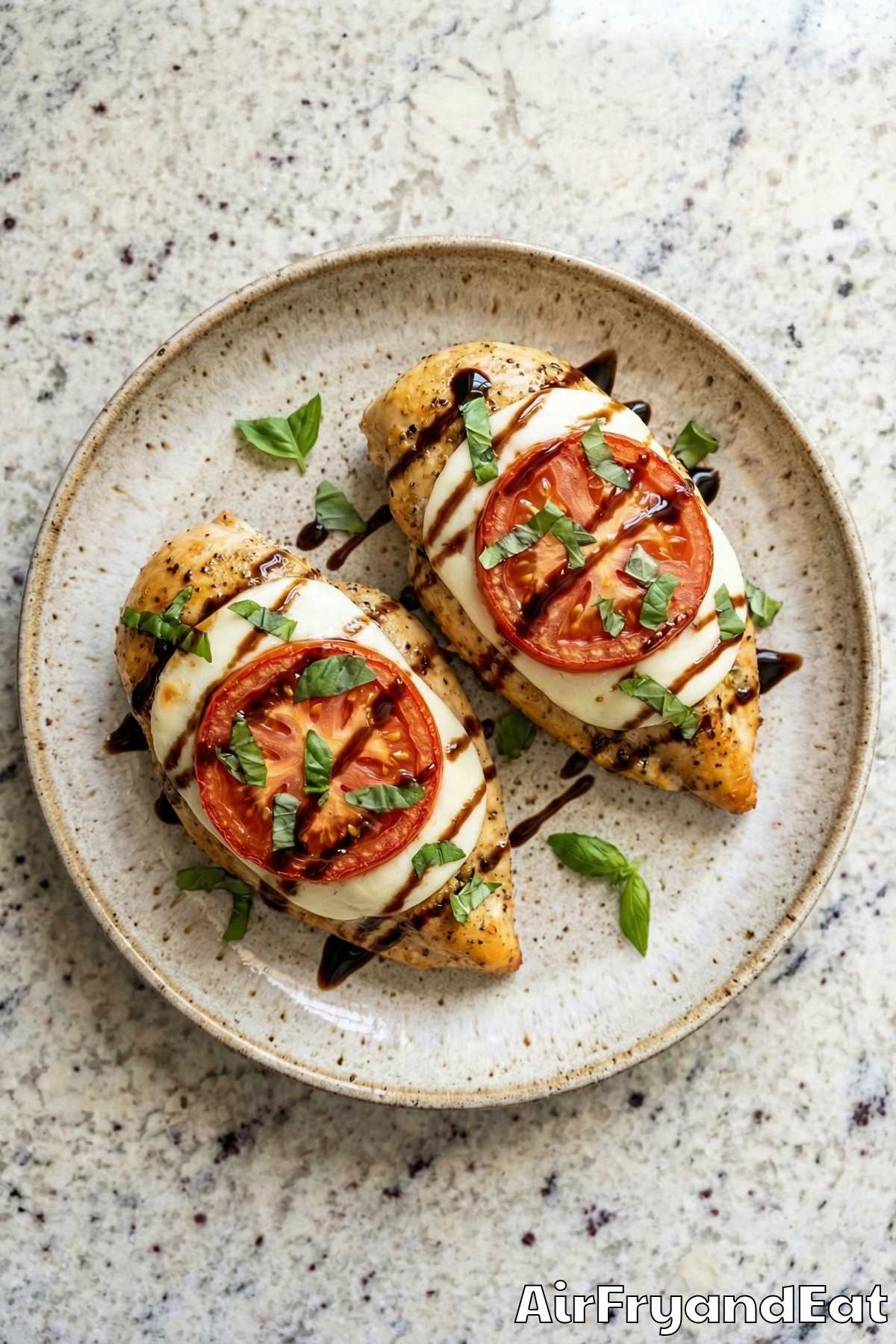 Savory air fryer caprese chicken breasts