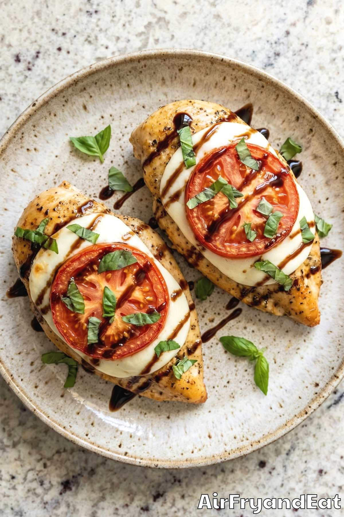 Tender air fryer caprese chicken breasts