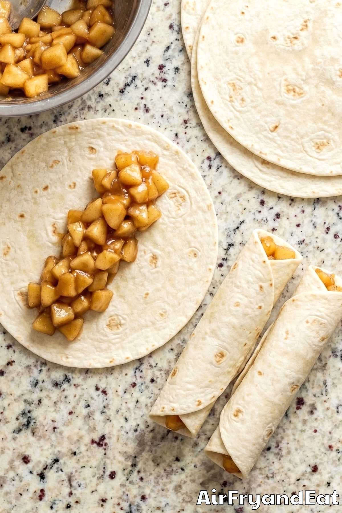 Air Fryer Caramel Apple Pie Taquitos Step 2