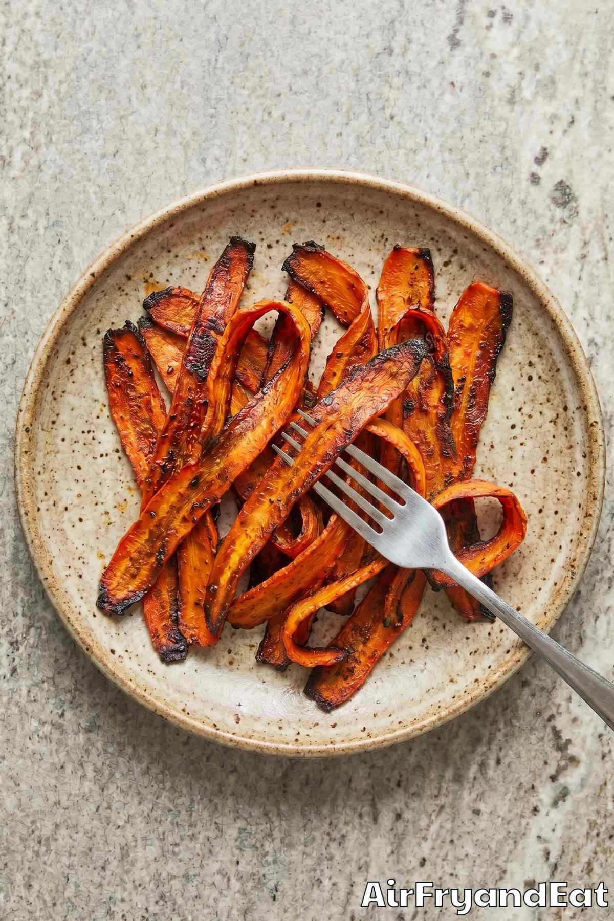 Perfectly cooked air fryer carrot bacon