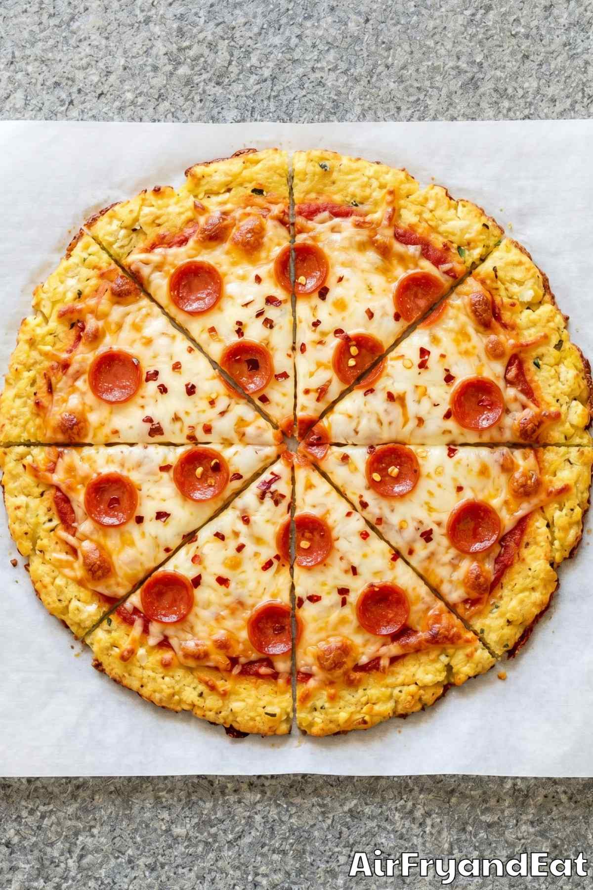 Homemade air fryer cauliflower pizza