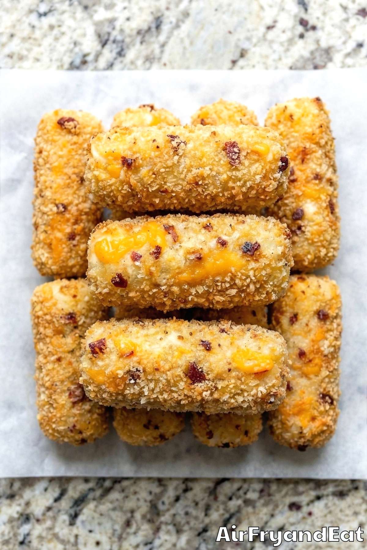 Homemade cheesy bacon potato croquettes close-up
