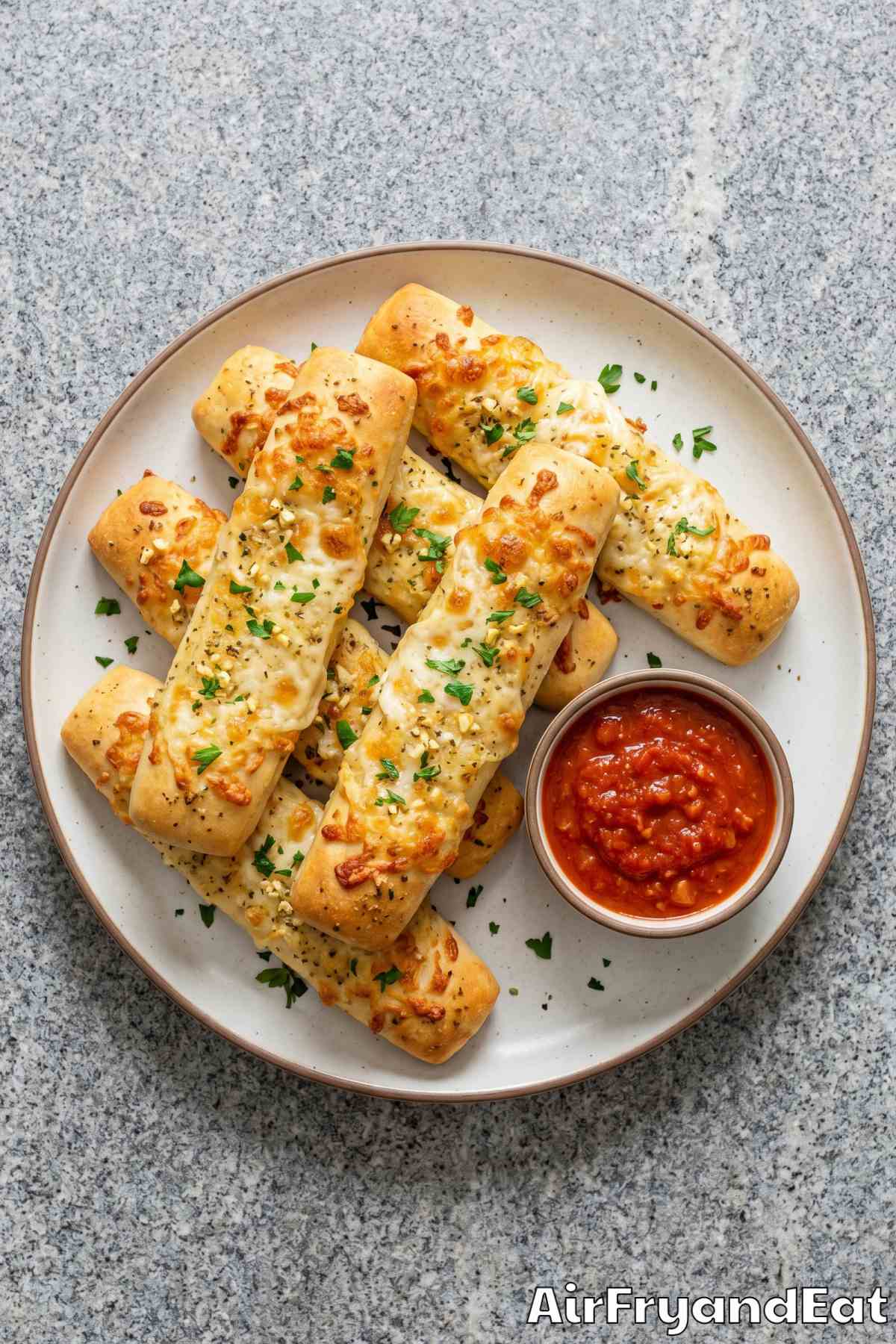 warm air fryer garlic cheese breadsticks