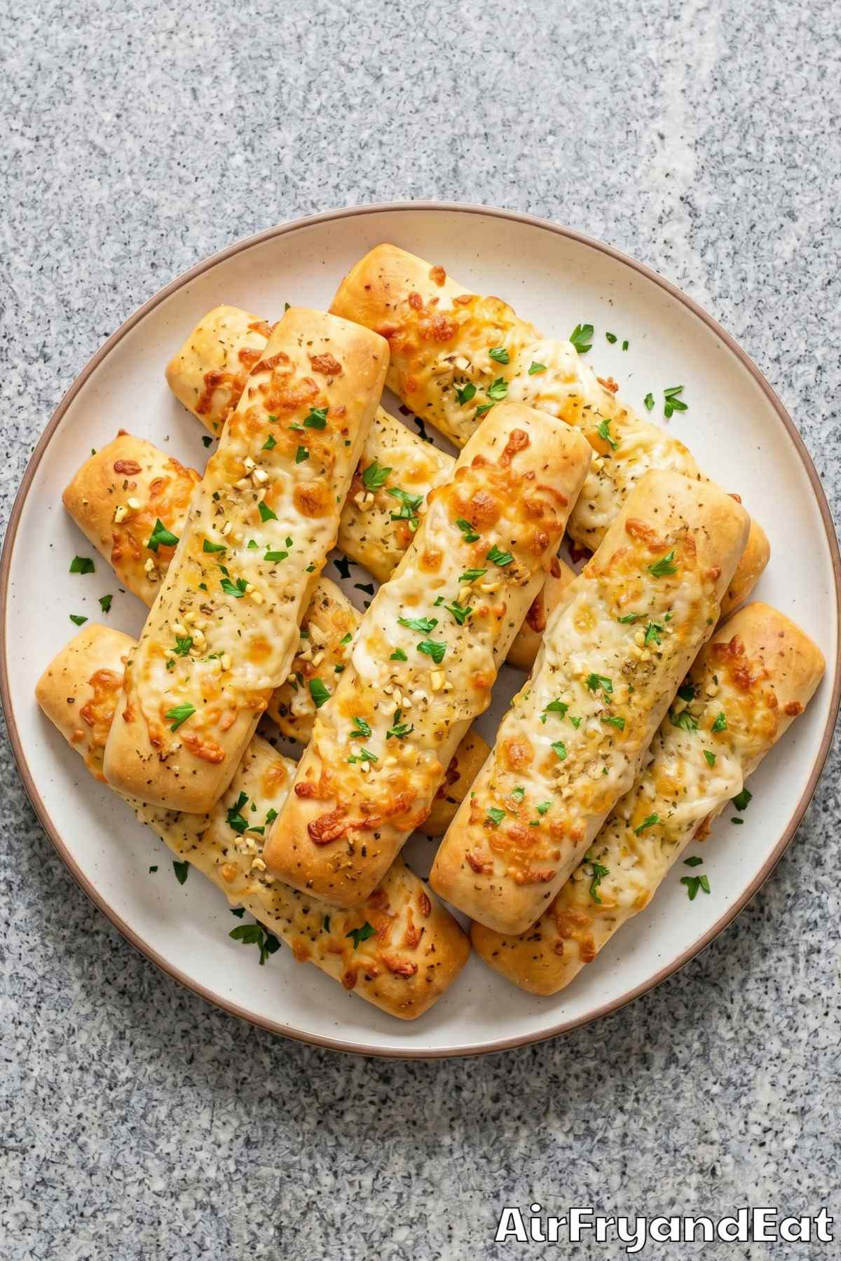 easy air fryer cheesy garlic breadsticks