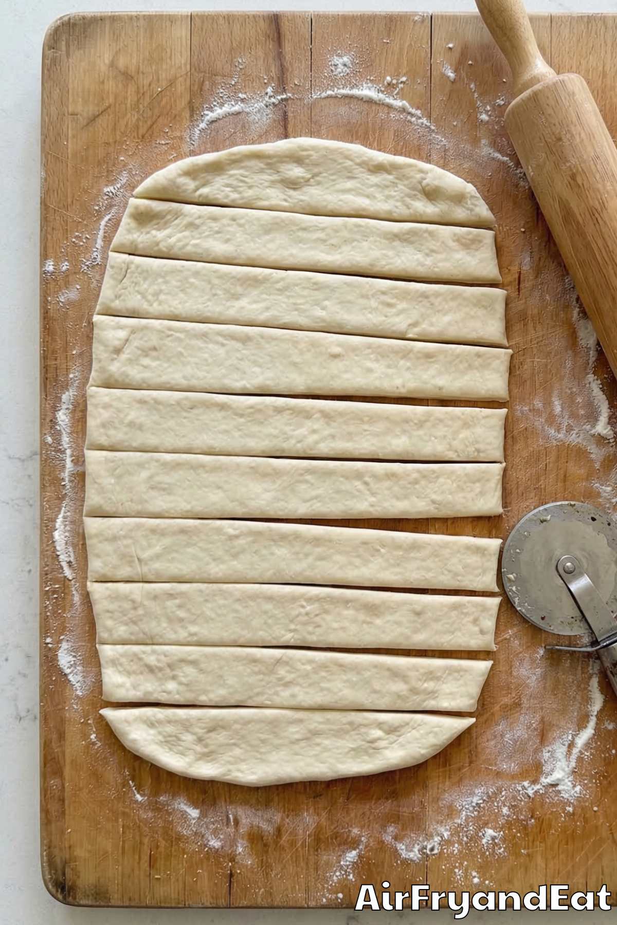 Air Fryer Cheesy Garlic Breadsticks Step 1