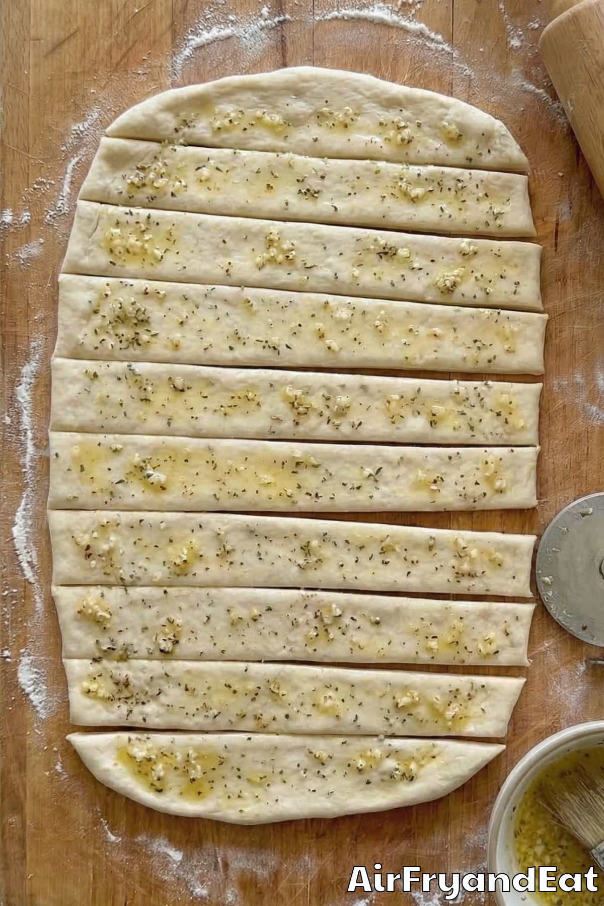 Air Fryer Cheesy Garlic Breadsticks Step 2
