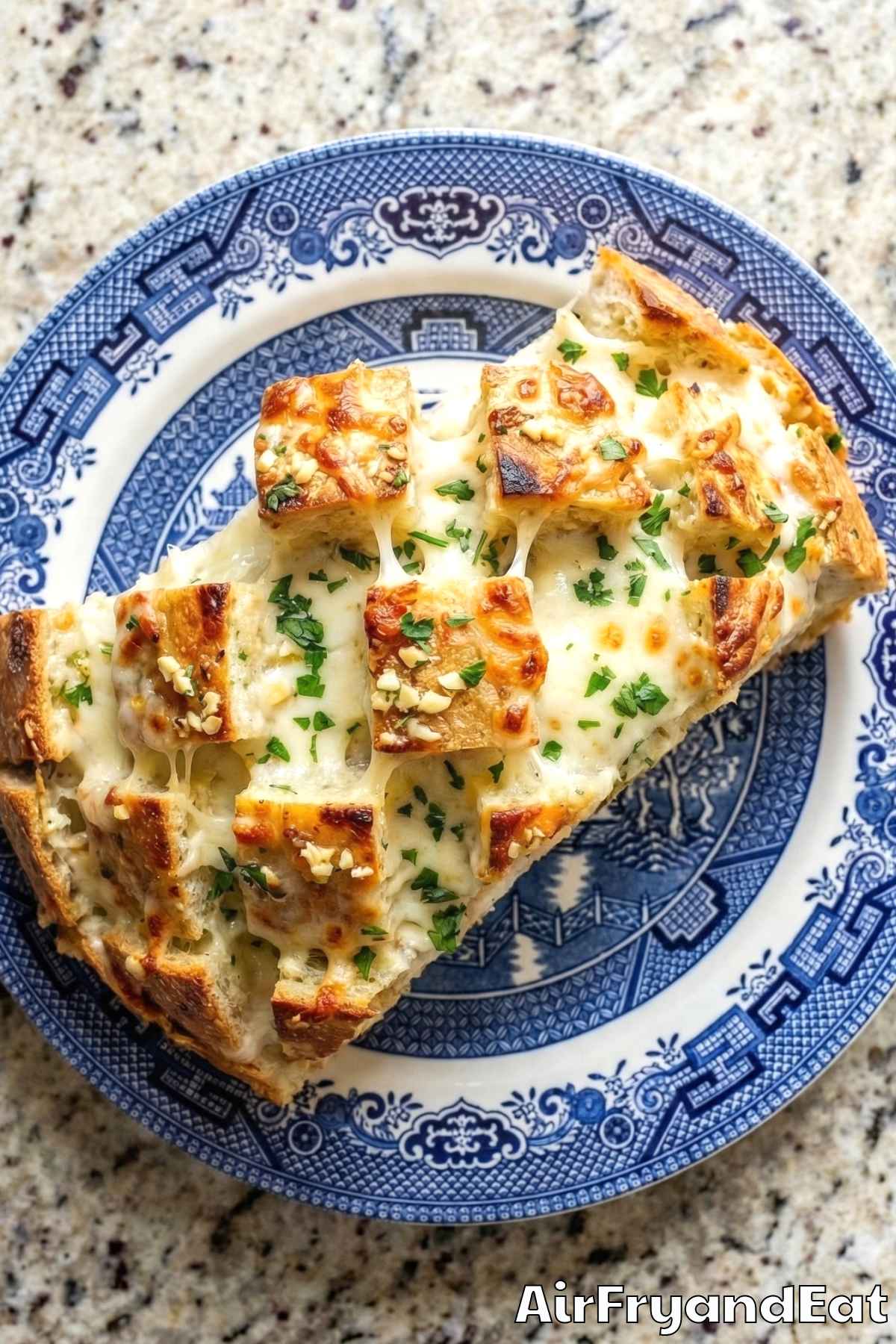 Savory air fryer garlic cheesy pull-apart bread