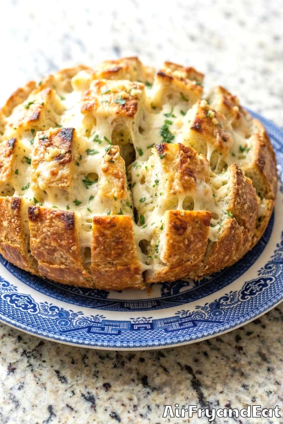 Easy air fryer cheesy garlic pull-apart bread