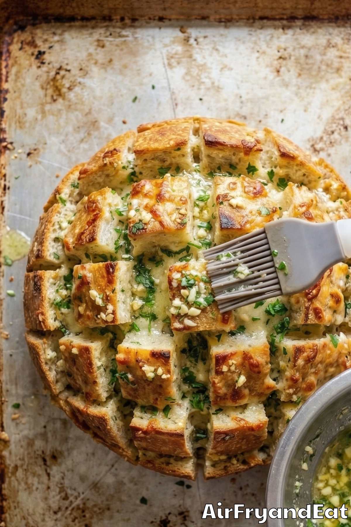 Air Fryer Cheesy Garlic Pull-Apart Bread Step 3