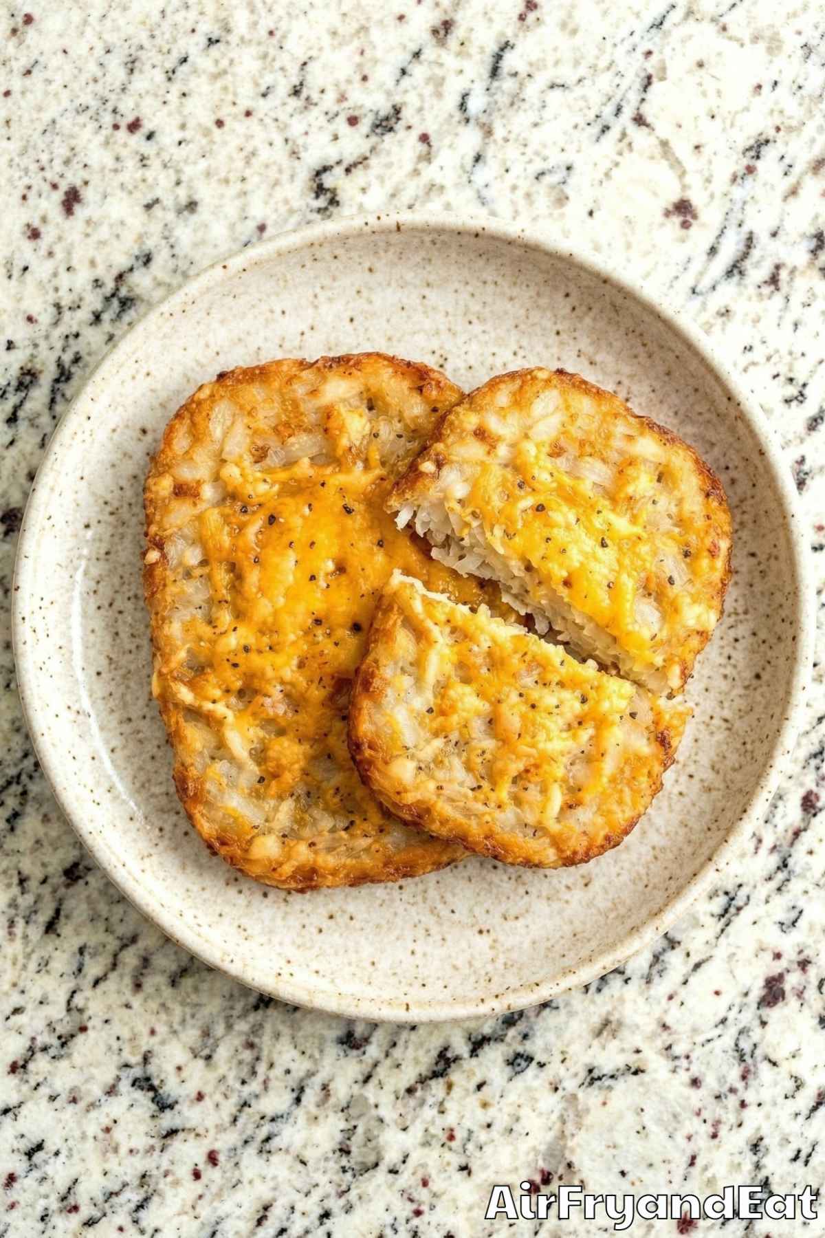 Crunchy air fryer cheesy hash brown patties