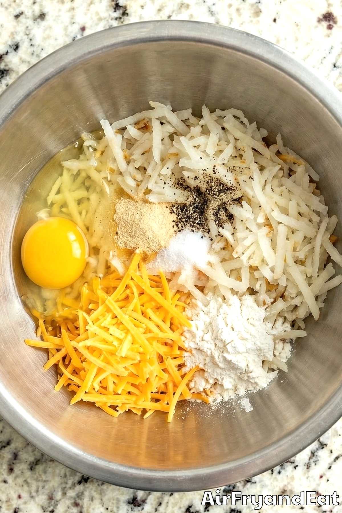 Air Fryer Cheesy Hash Brown Patties Step 2