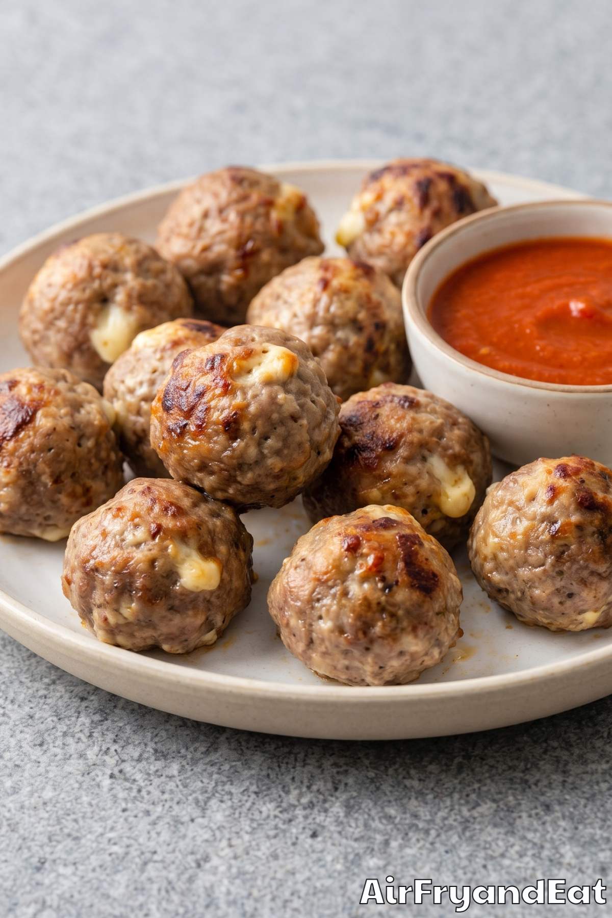 Cheese stuffed meatballs from air fryer