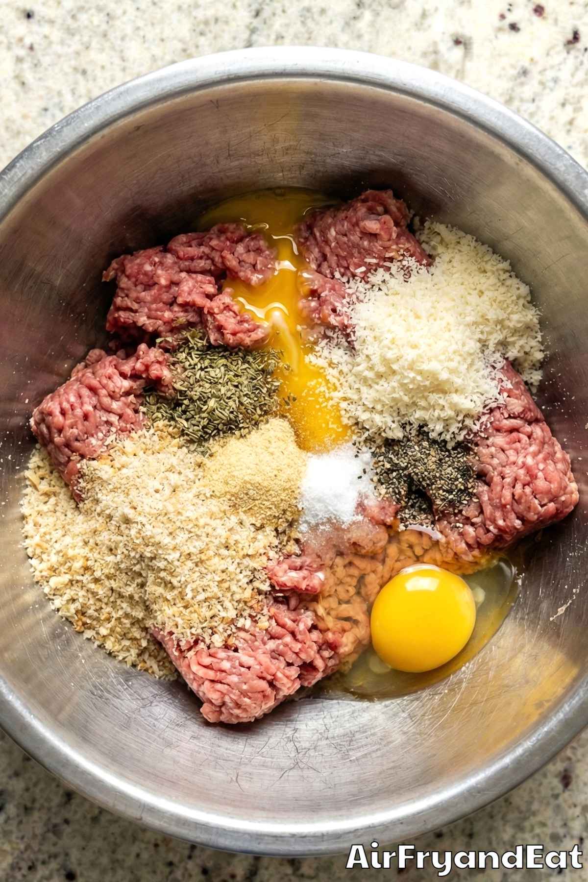 Air Fryer Cheesy Stuffed Meatballs Step 2