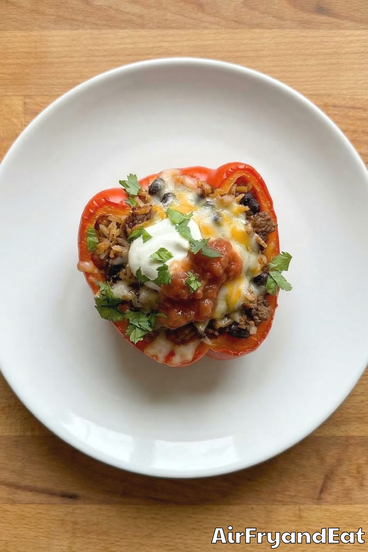 Easy air fryer cheesy taco stuffed peppers
