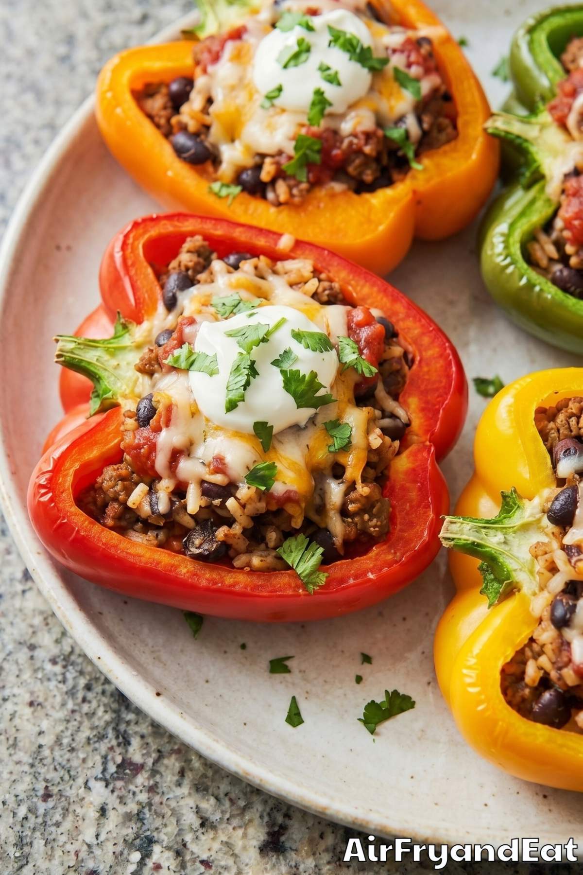 cheesy taco stuffed peppers in air fryer