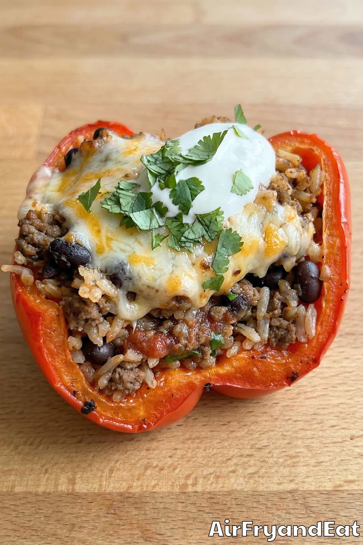 Flavorful air fryer taco stuffed peppers