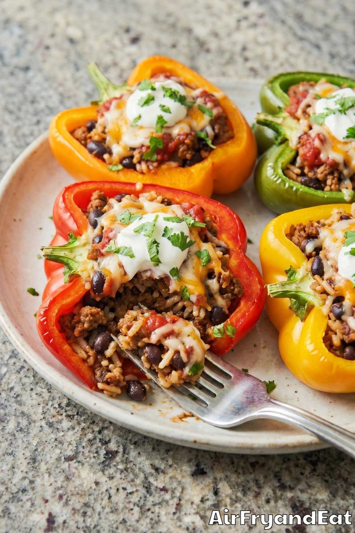 hearty air fryer stuffed bell peppers
