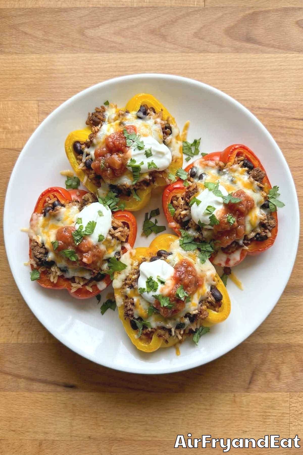 Warm air fryer cheesy taco stuffed peppers