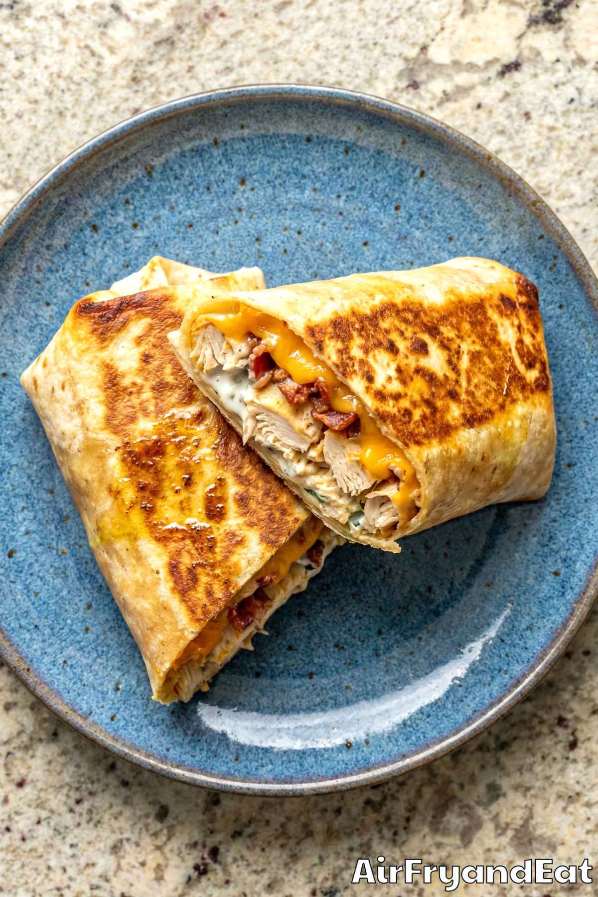 Juicy air fryer chicken bacon ranch wraps