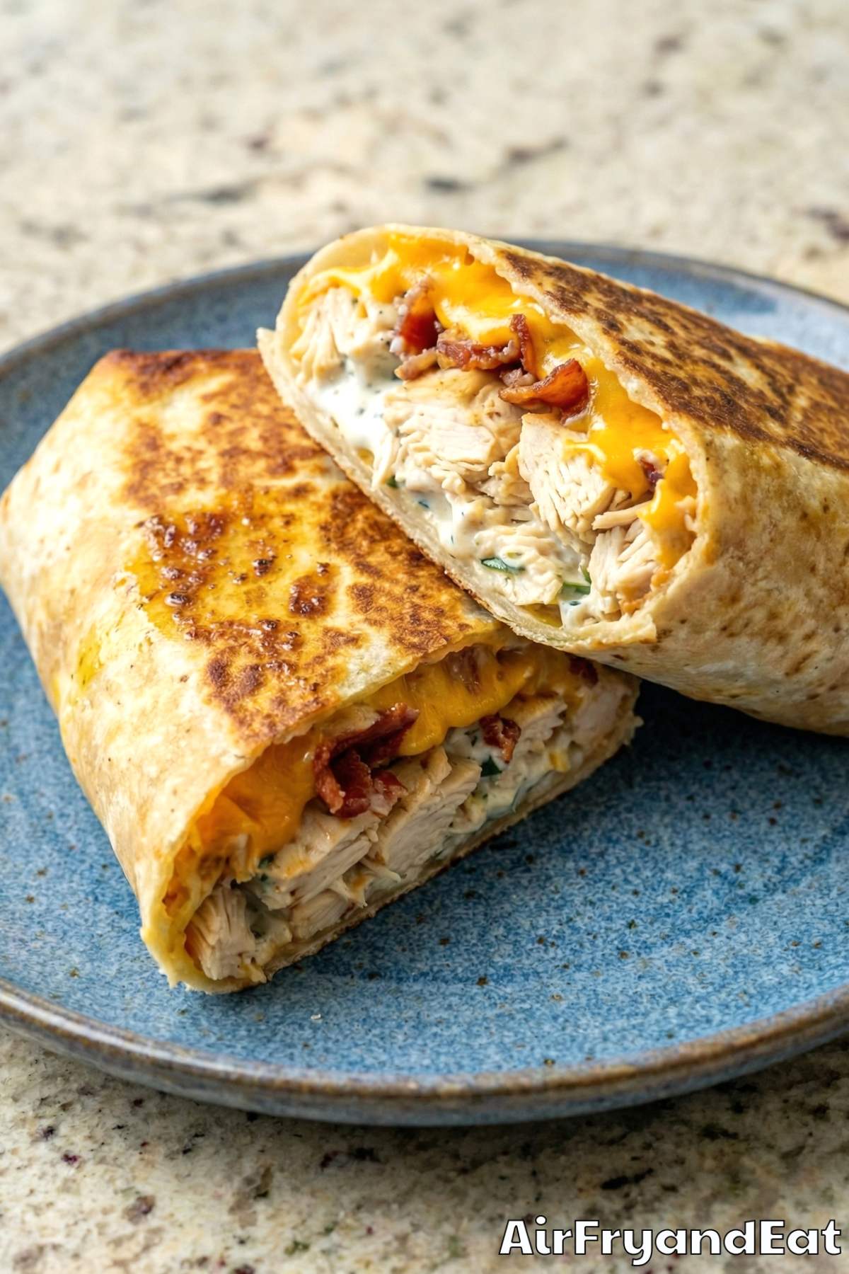 Hearty air fryer chicken bacon ranch wraps