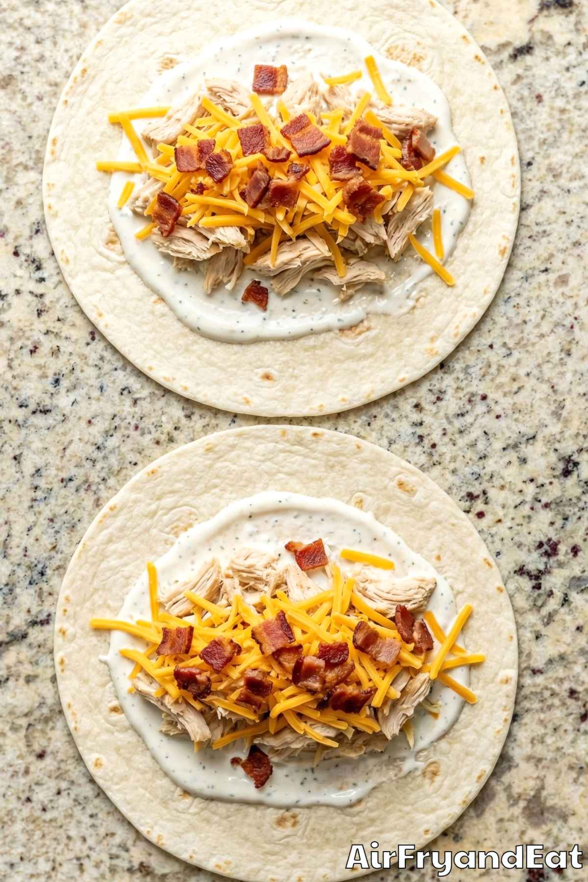 Air Fryer Chicken Bacon Ranch Wraps Step 2