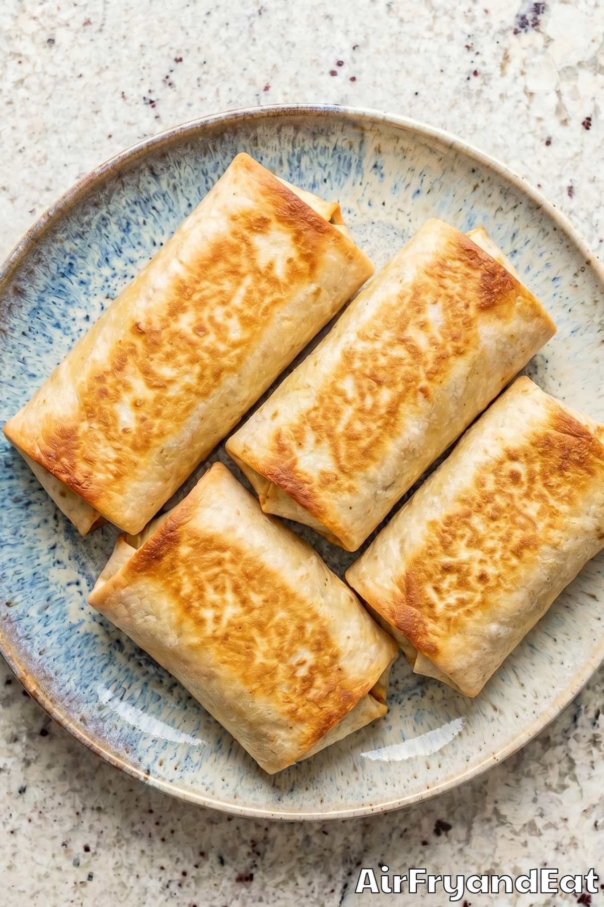 Homemade air fryer chicken chimichangas