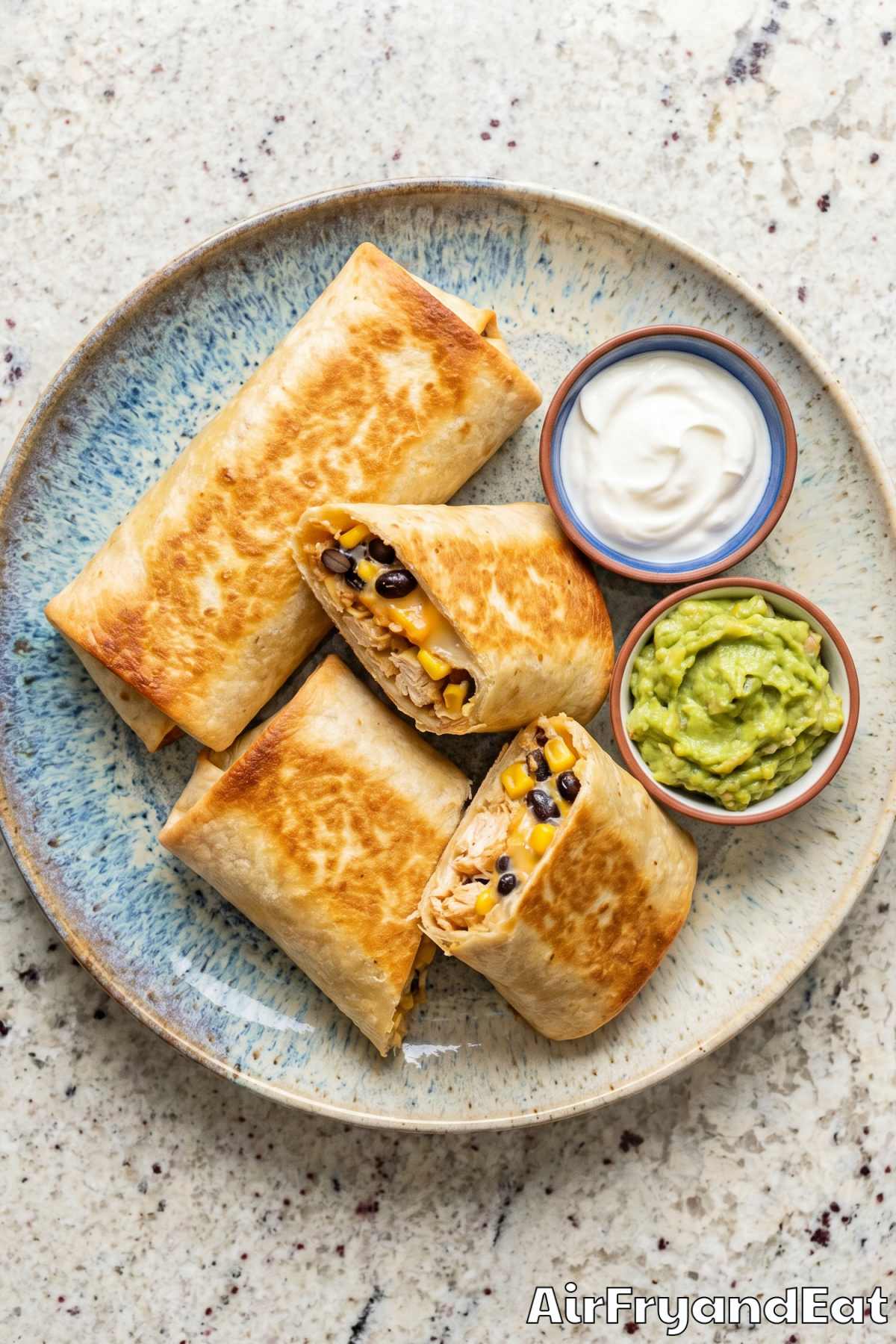 Perfect air fryer chicken chimichangas