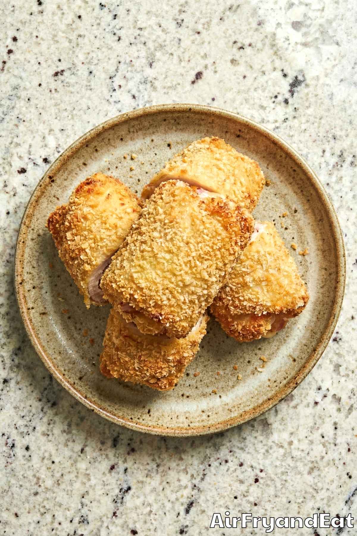 Perfect air fryer chicken cordon bleu serving
