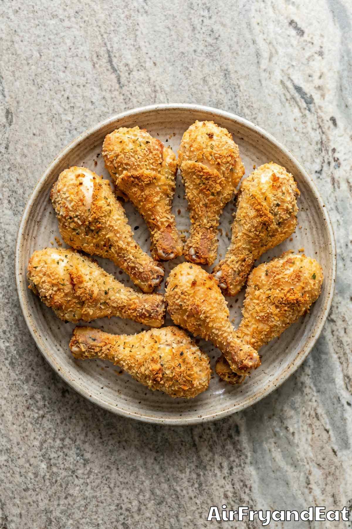 Golden panko air fryer chicken drumsticks