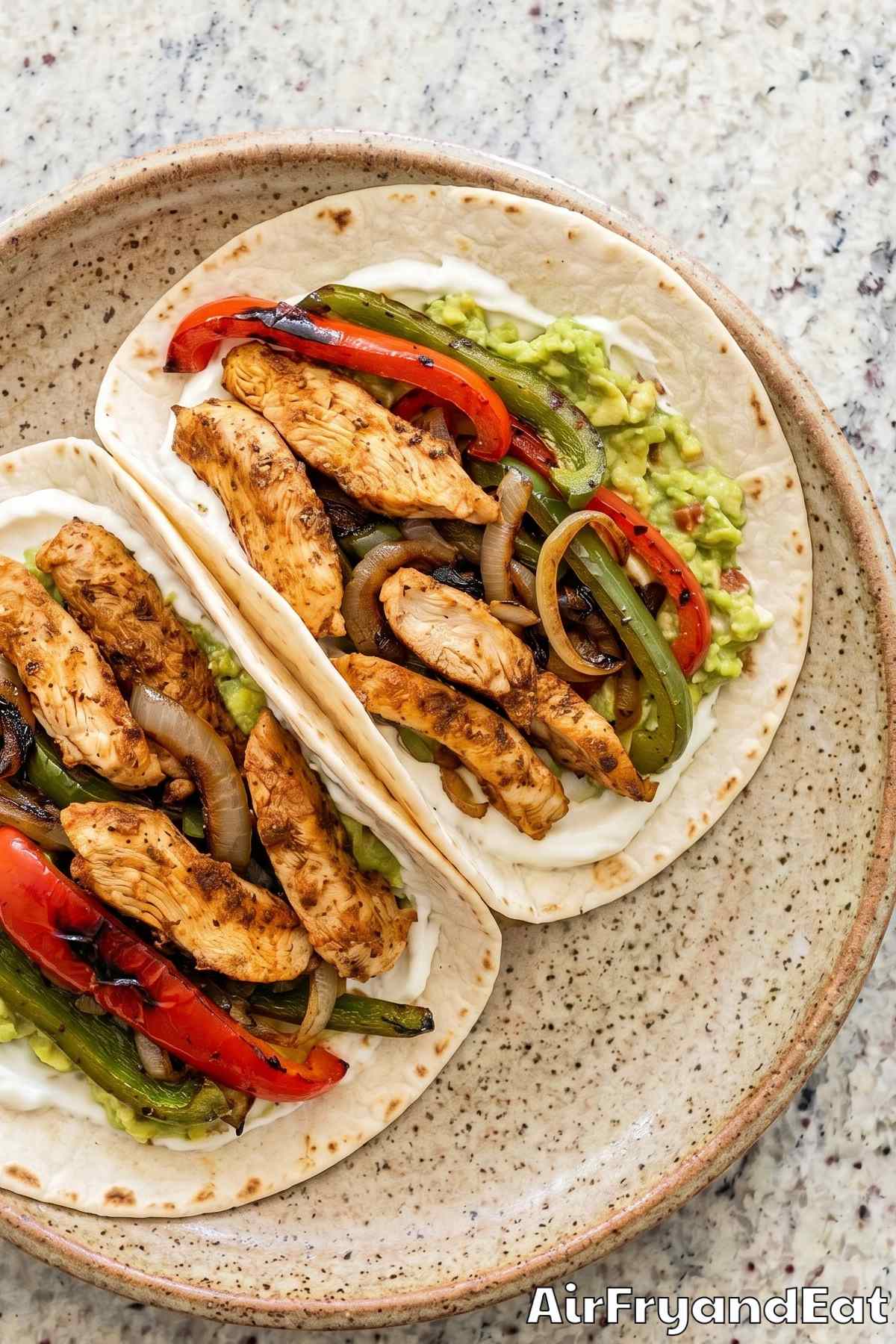 Zesty air fryer chicken fajitas ready