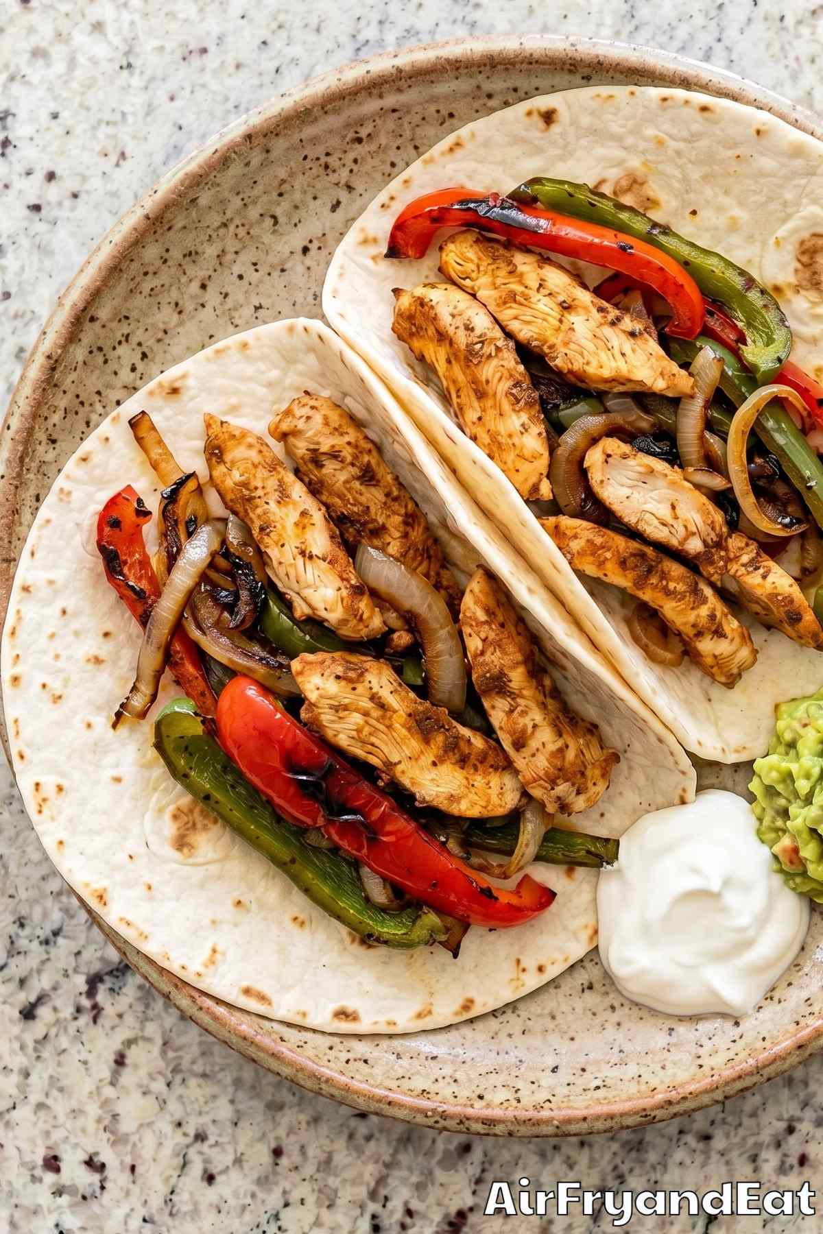 Colorful air fryer chicken fajitas