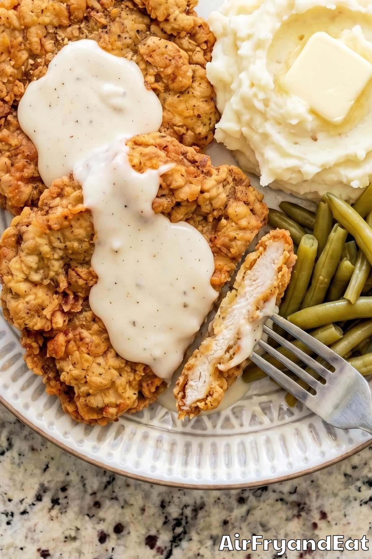 Hearty air fryer chicken fried steak